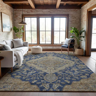Piper Looms Mayfield Global AMF1151 Navy Machine Washable Area Rug Lifestyle Image Feature