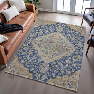 Piper Looms Mayfield Global AMF1151 Navy Machine Washable Area Rug Lifestyle Image Feature