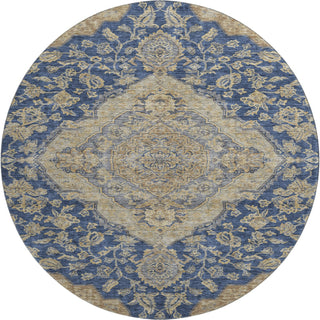 Piper Looms Mayfield Global AMF1151 Navy Machine Washable Area Rug Round Main Image