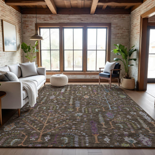 Piper Looms Mayfield Floral AMF1152 Brown Machine Washable Area Rug Lifestyle Image Feature