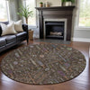 Piper Looms Mayfield Floral AMF1152 Brown Machine Washable Area Rug Round Lifestyle Image Feature