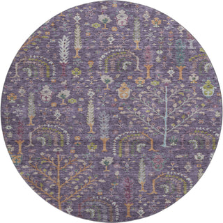 Piper Looms Mayfield Floral AMF1152 Eggplant Machine Washable Area Rug Round Main Image