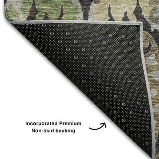 Piper Looms Mayfield Global AMF1153 Black Machine Washable Area Rug Backing Image