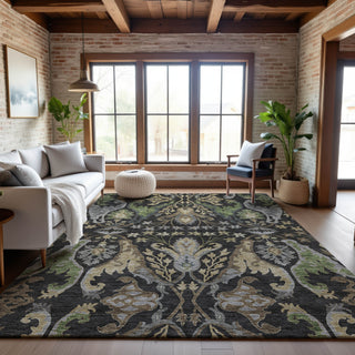 Piper Looms Mayfield Global AMF1153 Black Machine Washable Area Rug Lifestyle Image Feature