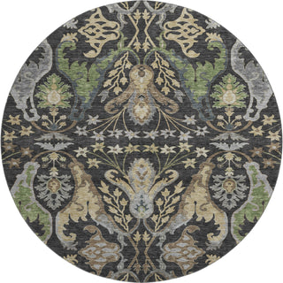 Piper Looms Mayfield Global AMF1153 Black Machine Washable Area Rug Round Main Image