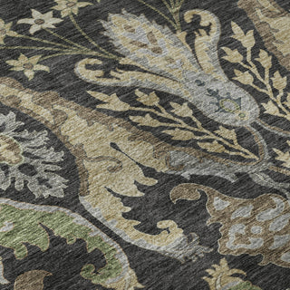 Piper Looms Mayfield Global AMF1153 Black Machine Washable Area Rug Swatch Image