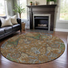 Piper Looms Mayfield Global AMF1153 Copper Machine Washable Area Rug Round Lifestyle Image Feature
