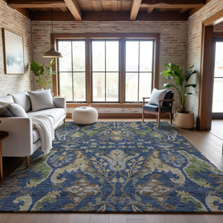 Piper Looms Mayfield Global AMF1153 Navy Machine Washable Area Rug Lifestyle Image Feature