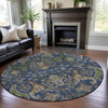 Piper Looms Mayfield Global AMF1153 Navy Machine Washable Area Rug Round Lifestyle Image Feature