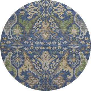 Piper Looms Mayfield Global AMF1153 Navy Machine Washable Area Rug Round Main Image