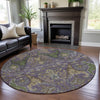 Piper Looms Mayfield Global AMF1153 Purple Machine Washable Area Rug Round Lifestyle Image Feature