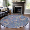 Piper Looms Mayfield Global AMF1154 Blue Machine Washable Area Rug Round Lifestyle Image Feature