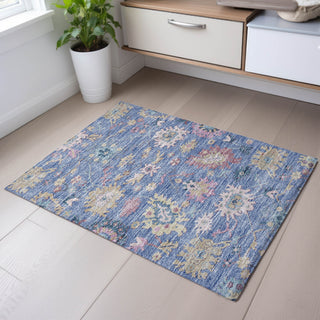 Piper Looms Mayfield Global AMF1154 Blue Machine Washable Area Rug Scatter Lifestyle Image Feature