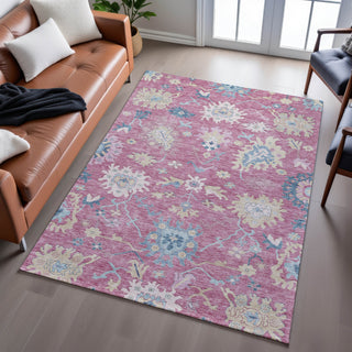 Piper Looms Mayfield Global AMF1154 Pink Machine Washable Area Rug Lifestyle Image Feature