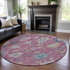 Piper Looms Mayfield Global AMF1154 Pink Machine Washable Area Rug Round Lifestyle Image Feature
