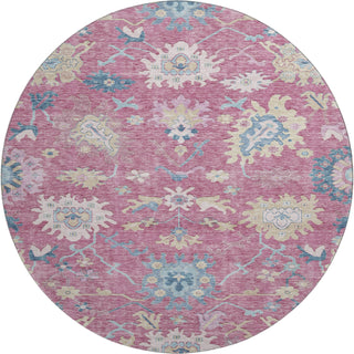 Piper Looms Mayfield Global AMF1154 Pink Machine Washable Area Rug Round Main Image