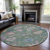 Piper Looms Mayfield Global AMF1154 Sage Machine Washable Area Rug Round Lifestyle Image Feature