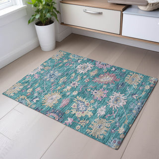 Piper Looms Mayfield Global AMF1154 Teal Machine Washable Area Rug Scatter Lifestyle Image Feature