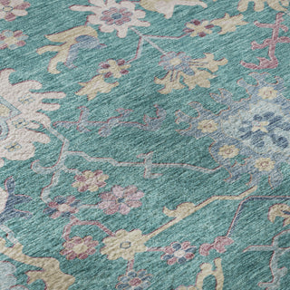 Piper Looms Mayfield Global AMF1154 Teal Machine Washable Area Rug Swatch Image