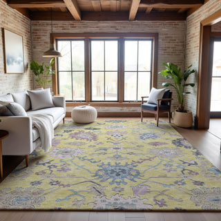Piper Looms Mayfield Global AMF1154 Yellow Machine Washable Area Rug Lifestyle Image Feature