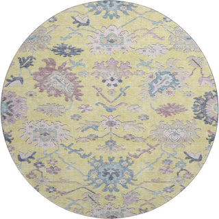 Piper Looms Mayfield Global AMF1154 Yellow Machine Washable Area Rug Round Main Image
