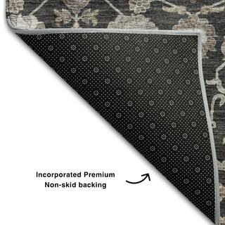 Piper Looms Mayfield Floral AMF1155 Black Machine Washable Area Rug Backing Image