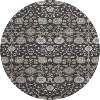 Piper Looms Mayfield Floral AMF1155 Black Machine Washable Area Rug Round Main Image