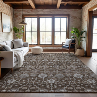 Piper Looms Mayfield Floral AMF1155 Chocolate Machine Washable Area Rug Lifestyle Image Feature