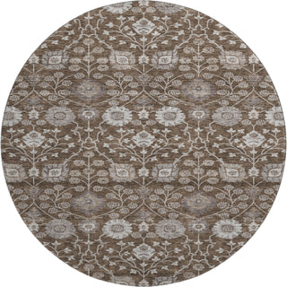 Piper Looms Mayfield Floral AMF1155 Chocolate Machine Washable Area Rug Round Main Image