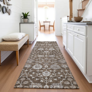 Piper Looms Mayfield Floral AMF1155 Chocolate Machine Washable Area Rug Runner Lifestyle Image Feature