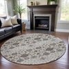 Piper Looms Mayfield Floral AMF1155 Ivory Machine Washable Area Rug Round Lifestyle Image Feature