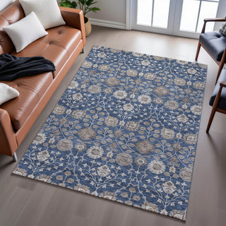 Piper Looms Mayfield Floral AMF1155 Navy Machine Washable Area Rug Lifestyle Image Feature