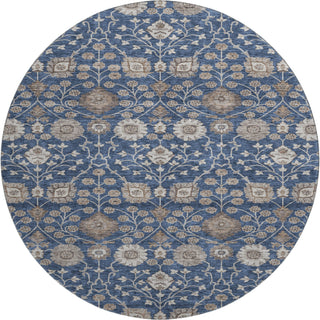 Piper Looms Mayfield Floral AMF1155 Navy Machine Washable Area Rug Round Main Image
