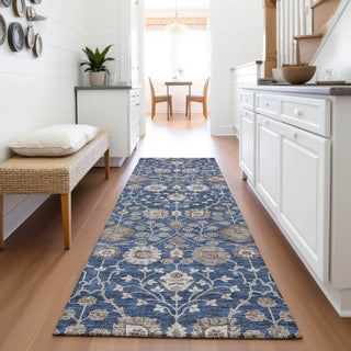 Piper Looms Mayfield Floral AMF1155 Navy Machine Washable Area Rug Runner Lifestyle Image Feature