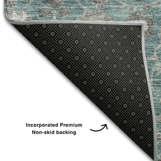 Piper Looms Mayfield Floral AMF1155 Teal Machine Washable Area Rug Backing Image