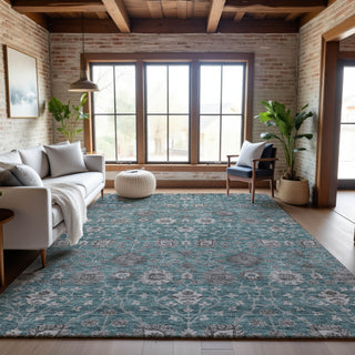Piper Looms Mayfield Floral AMF1155 Teal Machine Washable Area Rug Lifestyle Image Feature