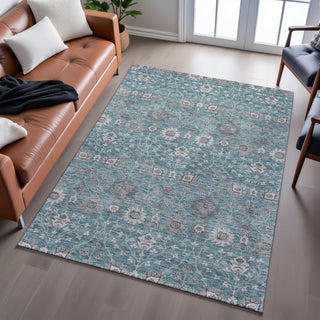 Piper Looms Mayfield Floral AMF1155 Teal Machine Washable Area Rug Lifestyle Image Feature