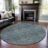 Piper Looms Mayfield Floral AMF1155 Teal Machine Washable Area Rug Round Lifestyle Image Feature