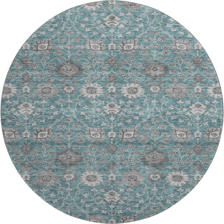 Piper Looms Mayfield Floral AMF1155 Teal Machine Washable Area Rug Round Main Image