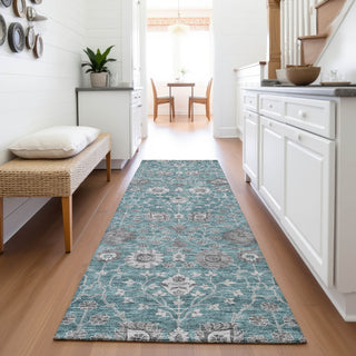 Piper Looms Mayfield Floral AMF1155 Teal Machine Washable Area Rug Runner Lifestyle Image Feature