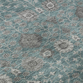 Piper Looms Mayfield Floral AMF1155 Teal Machine Washable Area Rug Swatch Image