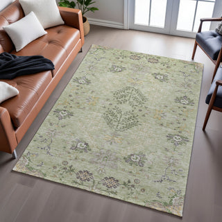 Piper Looms Mayfield Floral AMF1156 Aloe Machine Washable Area Rug Lifestyle Image Feature