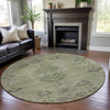 Piper Looms Mayfield Floral AMF1156 Aloe Machine Washable Area Rug Round Lifestyle Image Feature