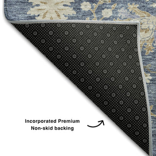 Piper Looms Mayfield Floral AMF1156 Blue Machine Washable Area Rug Backing Image