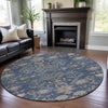 Piper Looms Mayfield Floral AMF1156 Blue Machine Washable Area Rug Round Lifestyle Image Feature
