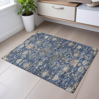 Piper Looms Mayfield Floral AMF1156 Blue Machine Washable Area Rug Scatter Lifestyle Image Feature