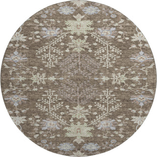 Piper Looms Mayfield Floral AMF1156 Brown Machine Washable Area Rug Round Main Image