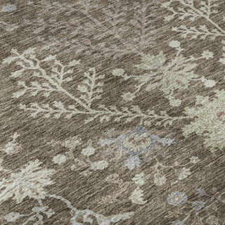Piper Looms Mayfield Floral AMF1156 Brown Machine Washable Area Rug Swatch Image