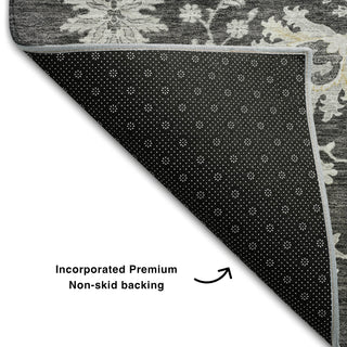 Piper Looms Mayfield Floral AMF1156 Charcoal Machine Washable Area Rug Backing Image
