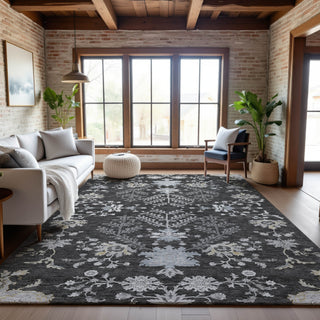Piper Looms Mayfield Floral AMF1156 Charcoal Machine Washable Area Rug Lifestyle Image Feature